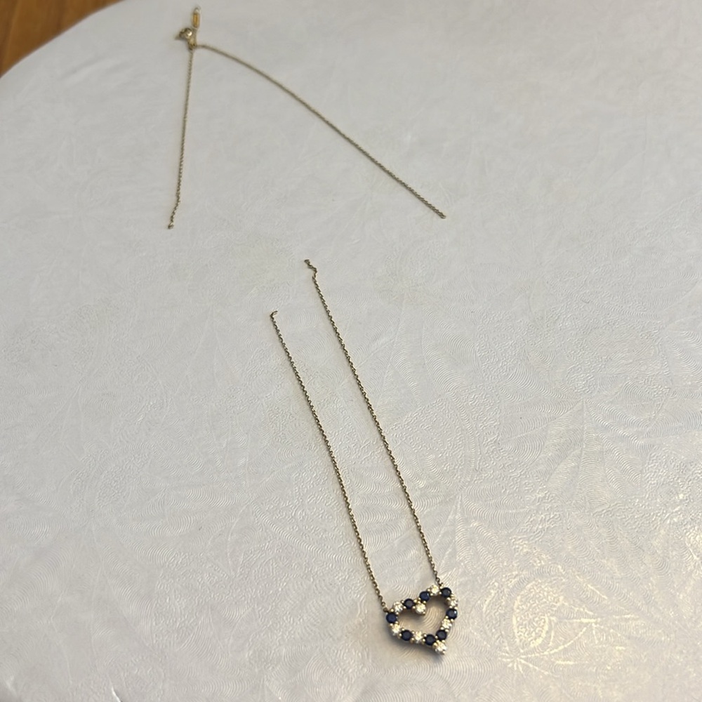 Tiffany & Co 18k Yellow Gold Sapphire and Diamond Sentimental Heart Necklace